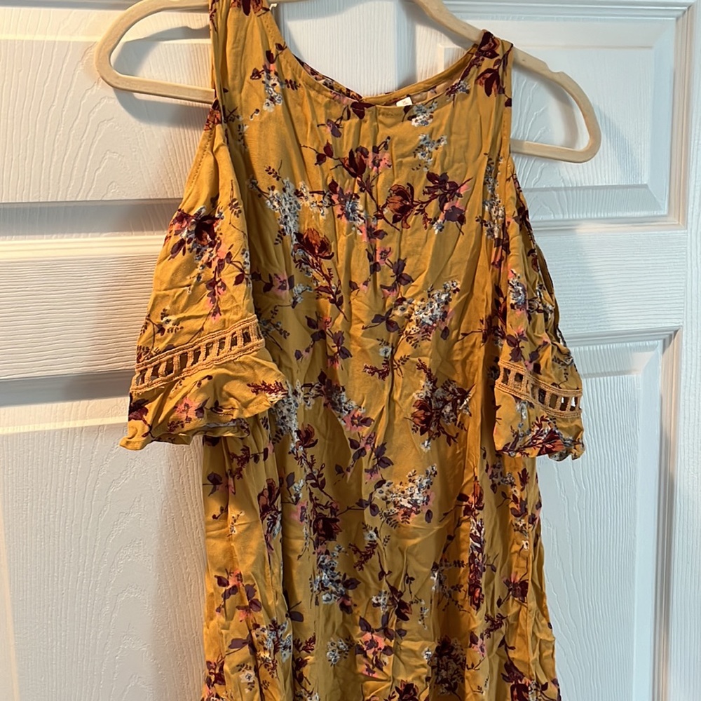 Xhilaration Mustard Sleeve Cut-Out Dress
